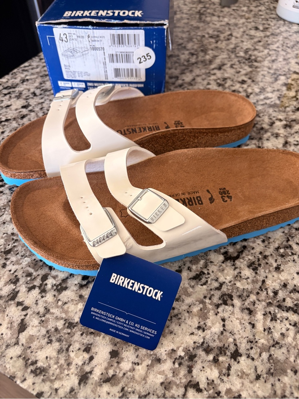 NWT Size 43 Women’s 12 Arizona White Patent Sandals - Picture 1 of 7